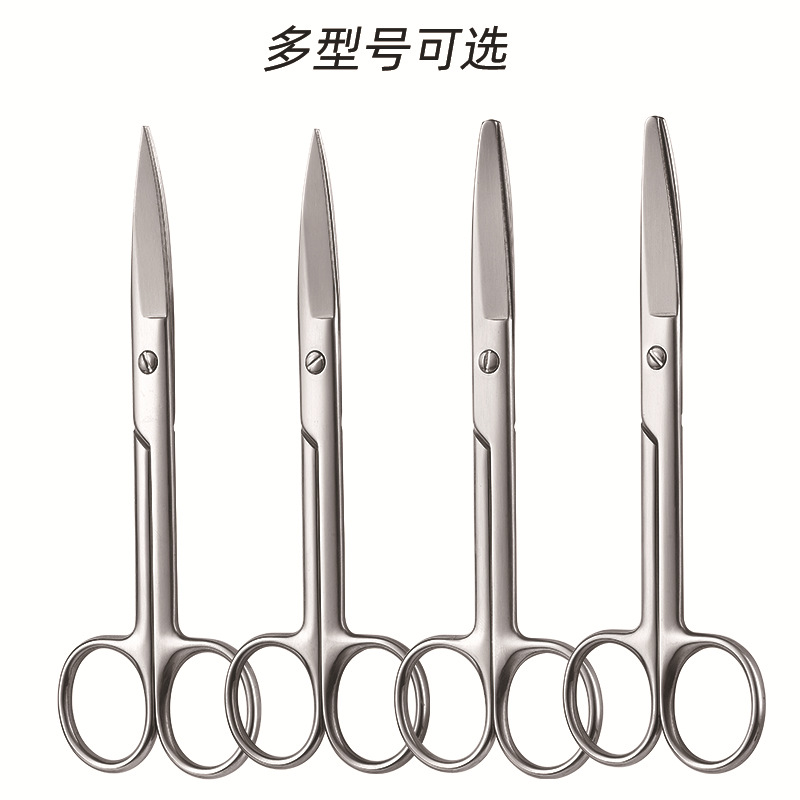 Stainless Steel Scissors 12.5 Large Bend Double Eyelid Scissors Teaching Experiment Eye Surgery Scissors Medicine Box Gauze Scissors Non-Medical Item Picture