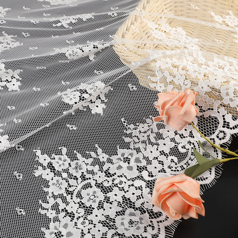 Brocade cotton lace fabric, transparent mesh, full lace fabric, eyelash lace trim, clothing and fashion accessories