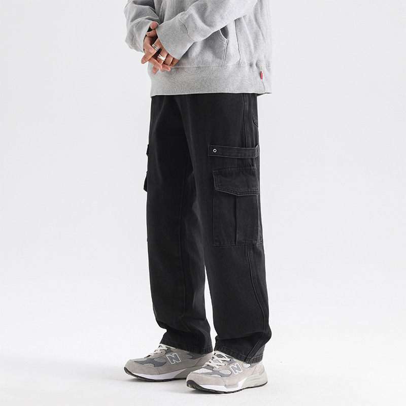 Fengshe Men's Wear /2025 Autumn/Winter New Loose wide-leg American high street non-elastic workwear jeans for men details Picture