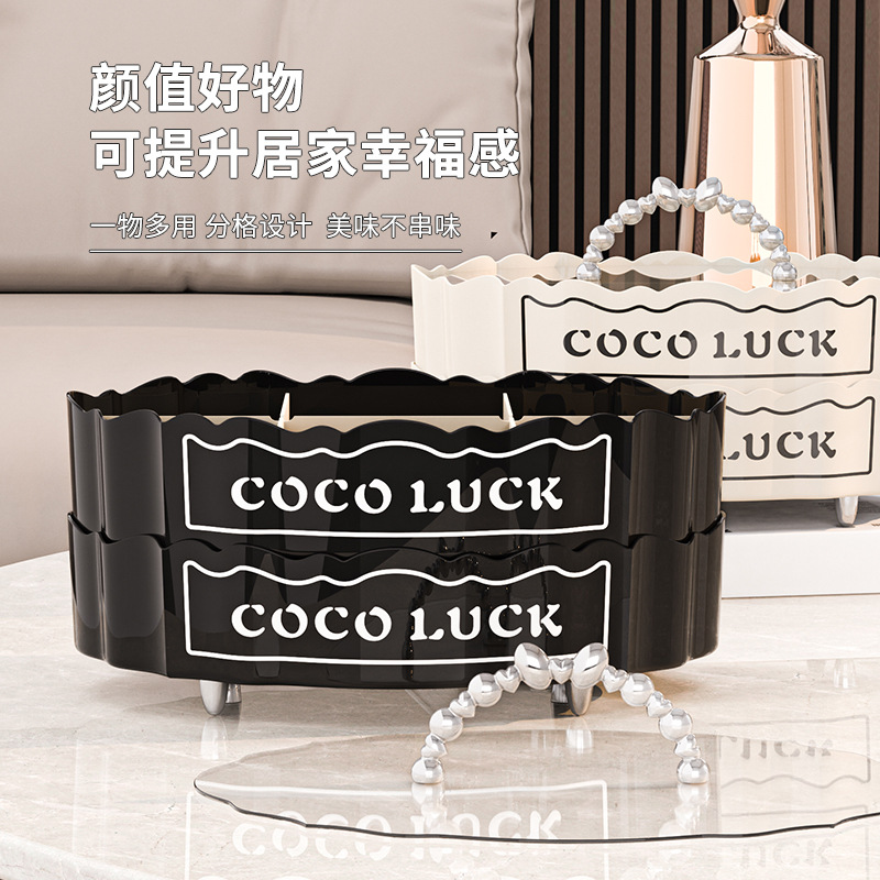 High-end INS light luxury style oval-shaped high-end compartments home living room coffee table, nut storage box, dried fruit box, snack box Application Scenario
