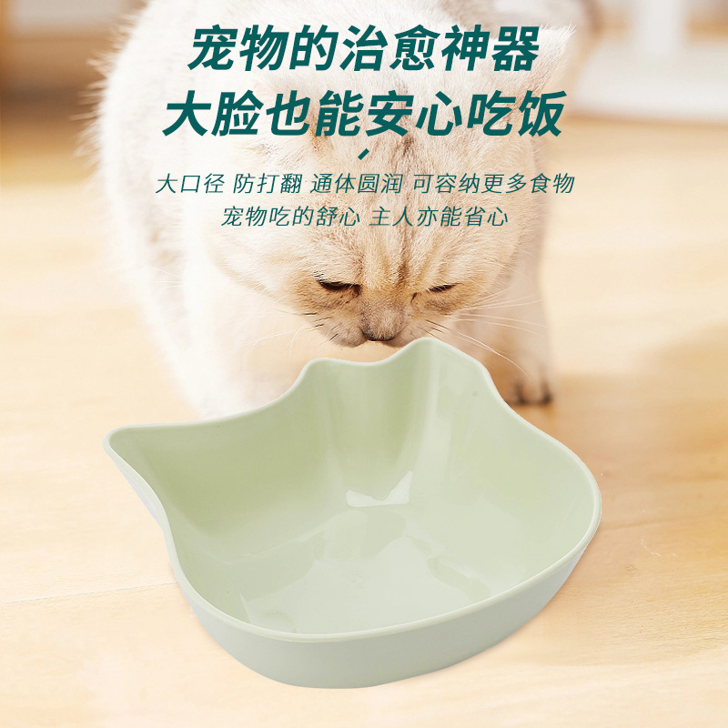 Pet Feeding Bowl Simple Macaron color cute cat Single bowl Durable cartoon cat food bowl Pet feeding bowl Specification drawing