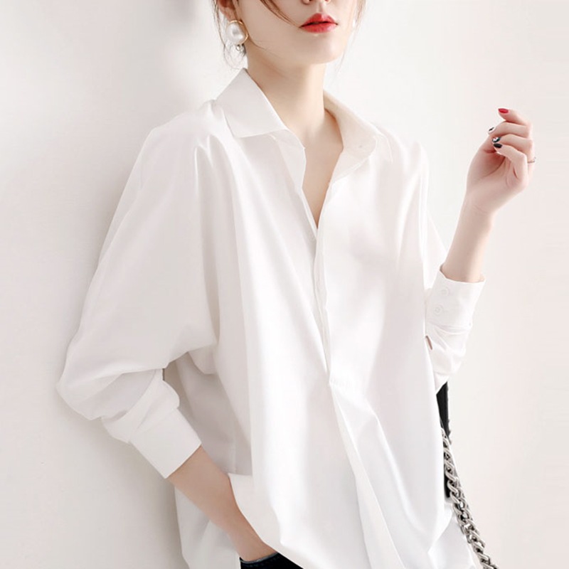 品牌折扣新女装品正2024春秋季设计感小众上衣宽松长袖白色衬衫女