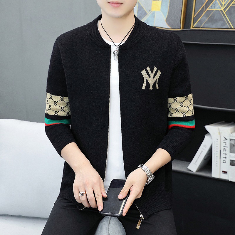 In 2022, trendy brand zipper knitted cardigans for men with stand-up collars, casual autumn slim-fit sweaters, jackets and coats are popular among the youth