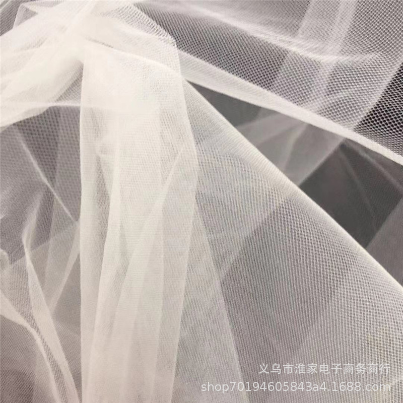 Factory direct sales, in-stock nylon extra dense encryption American mesh diamond mesh veil, wedding dress, natural white fabric