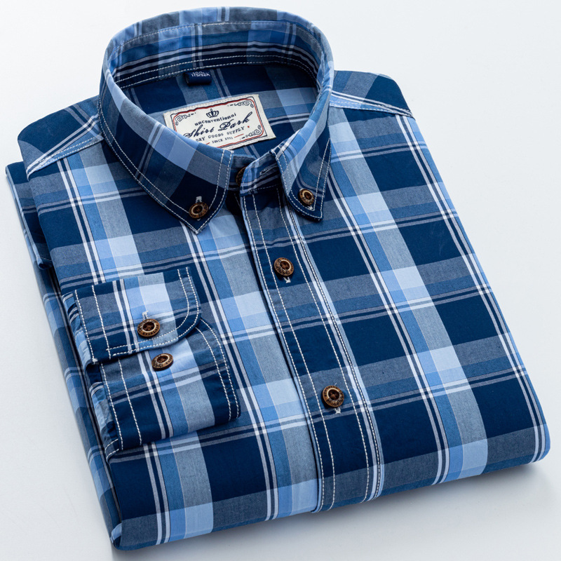 JR's new spring and autumn casual pure cotton carbon checkered slim-fit shirt for men, a trendy long-sleeved shirt for young men Application Scenario