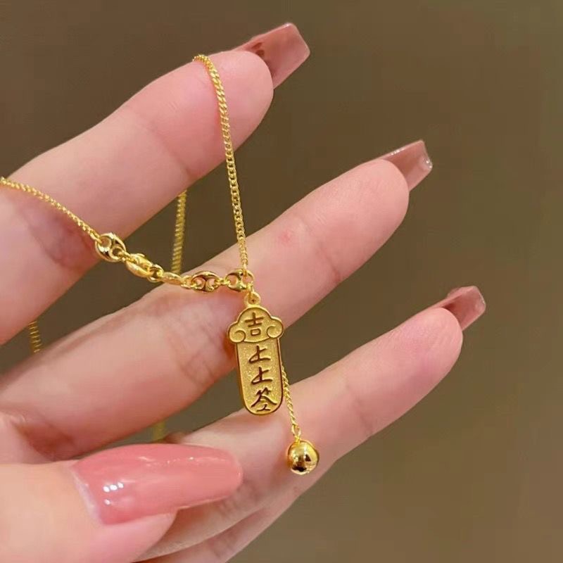 寓意好上上签项链钛钢保色新款高级轻奢项链女金条爆款上上签气质时尚项链吊坠锁骨链