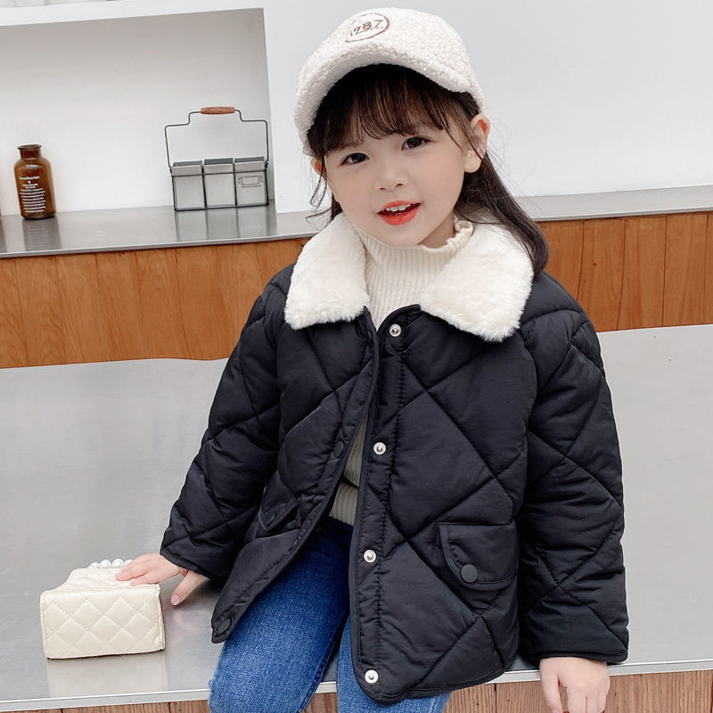 Amazon Children's clothing for autumn and winter: Korean-style down cotton-padded jackets for boys, girls and babies, thickened and warm wool-collared coats for winter wear details Picture