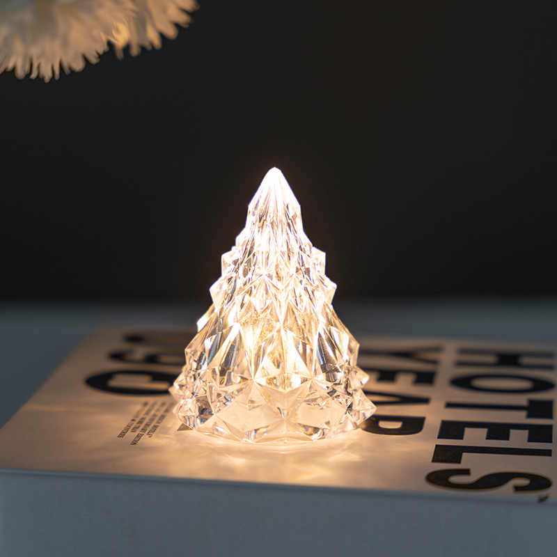 Wholesale Christmas Decorations Diamond Crystal Ambiance Light Restaurant Decoration Acrylic Led Christmas Tree Nightlight details Picture