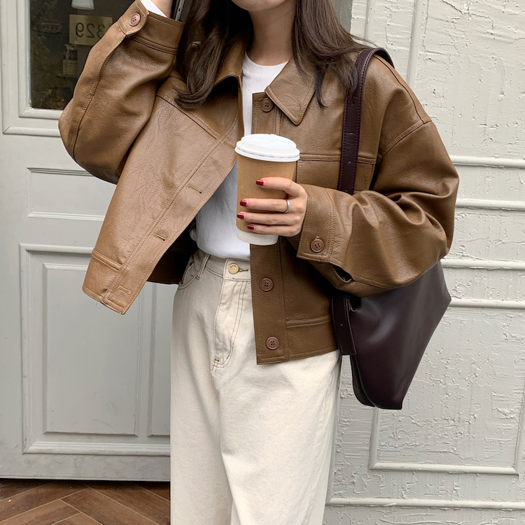 女式皮衣实物图