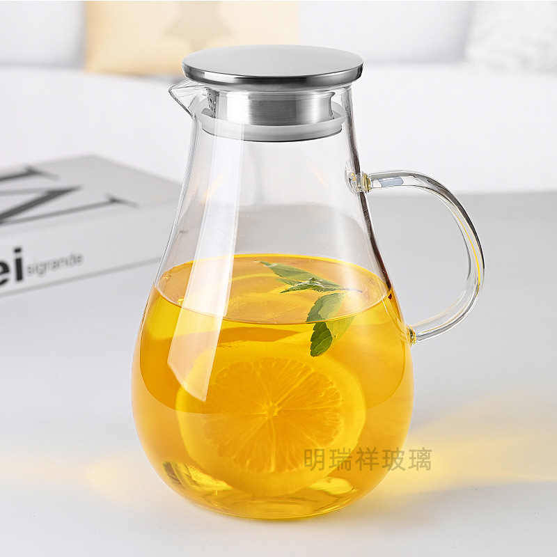 凉水壶玻璃耐高温家用冷水壶套装大容量扎壶泡茶壶凉水杯果汁水壶