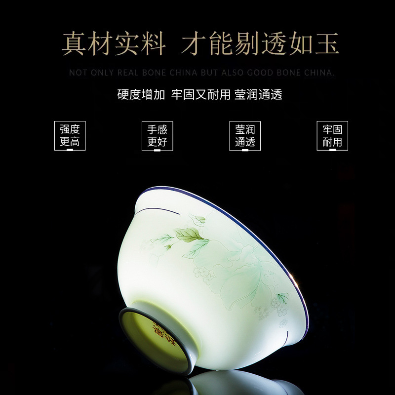 Dish Household Simple Gifts To Eat A Single Rice Bowl Jingdezhen Ceramic Bone China Tableware Bowl Dish Dish Chopsticks Combination Wholesale Application Scenario