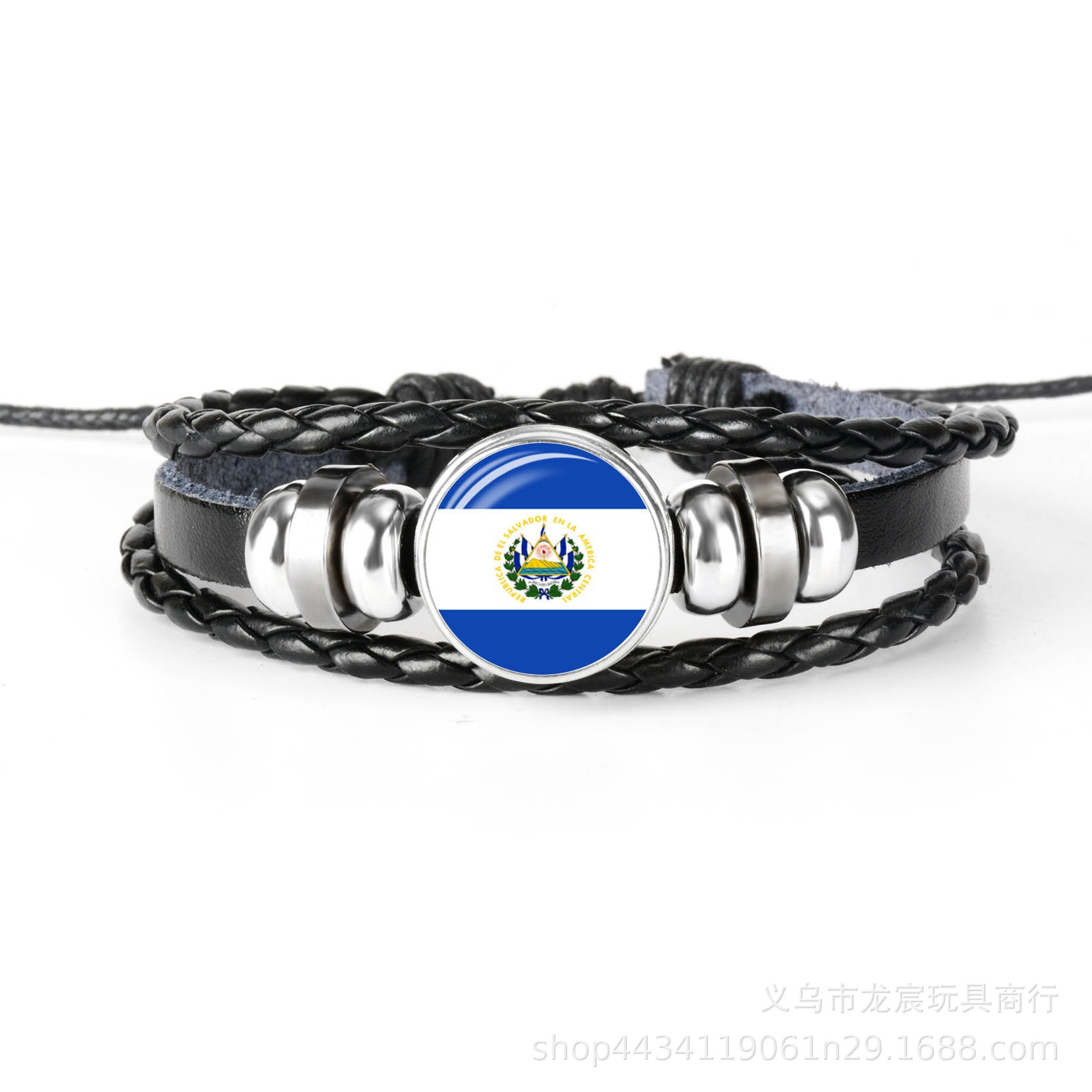 供应斐济国旗手链 世界各国国旗 时光宝石手链 个性编织牛皮绳手