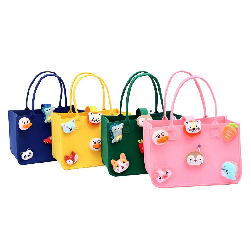 Wholesale cross-border popular felt bags, cartoon felt storage bags, first birthday souvenir gift bags, handbags with logo printing pic 18
