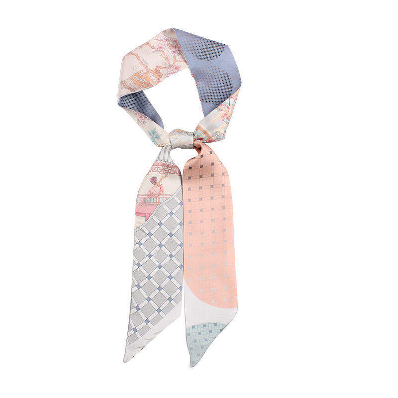 Silk Scarves Headband Satin Wholesale Printed Long Silk Scarves Mulberry Silk Hair Accessories Variable Square Scarves For Women Item Picture