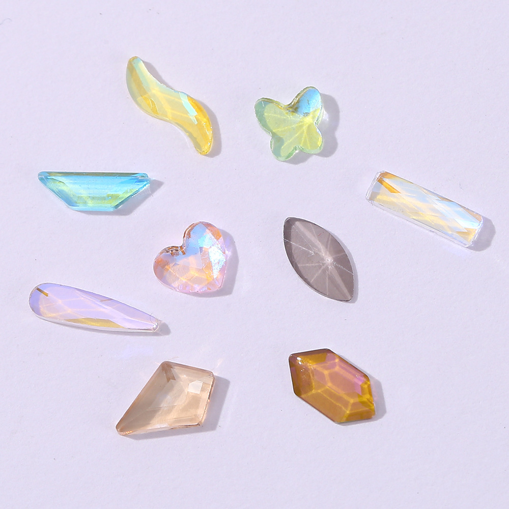 Self-owned brand Japanese-style transparent irregular-shaped glass nail drill, DIY nail art flat drill, hairpin, phone case accessory, exquisite Japanese-style nail drill 1