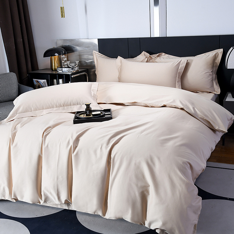 Pure cotton brocade, Pima cotton, long-staple cotton, solid color simple bedding set, solid color all-cotton bed sheet four-piece set Specification image