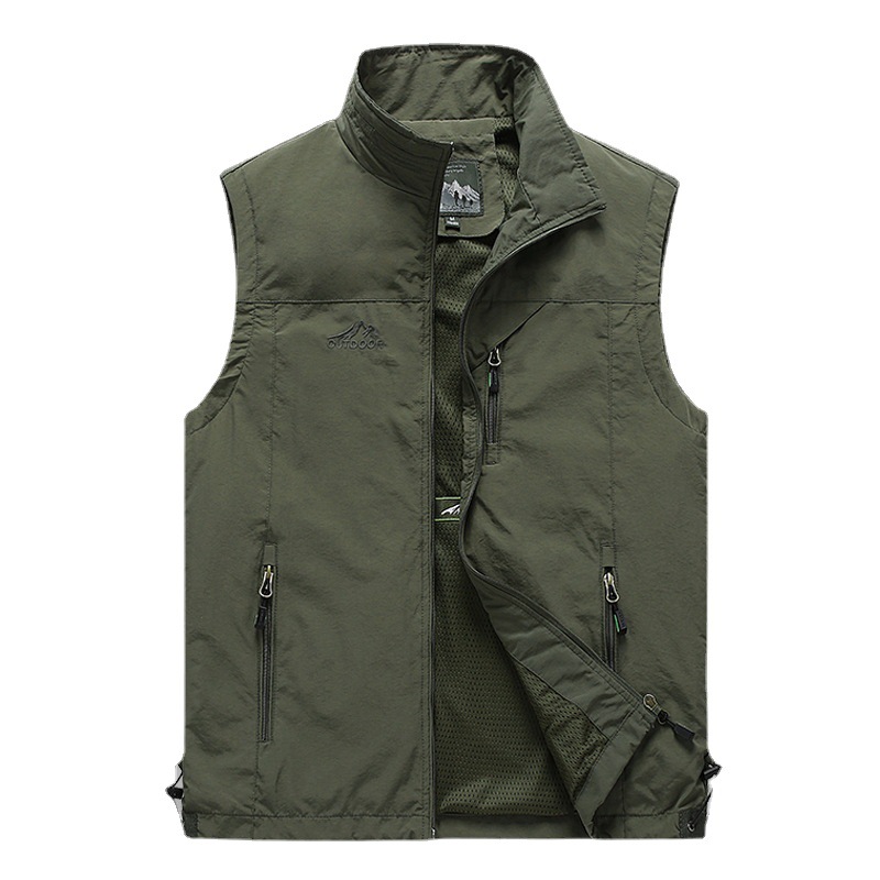 Men's workwear for foreign trade, vest with logo printing, advertising vest, men's work clothes, fishing men's waistcoat, multi-pocket vest for men Specification image