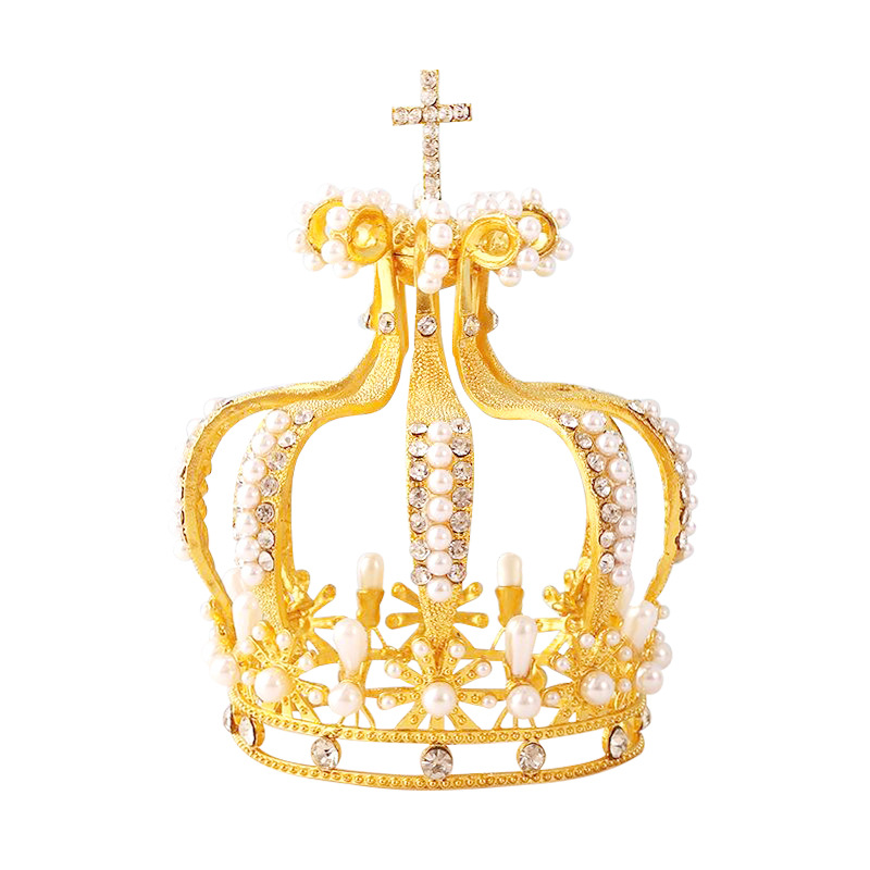 High-End Bridal Accessories Cake Decoration Flowers Decoration Birthday Ornaments Pearl Ornate Lantern Crown Cross Item Picture