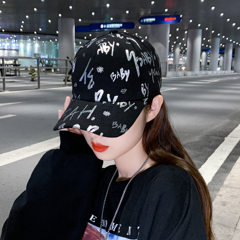 Korean style trendy and versatile cap for women, spring and autumn popular lettered sun hat, fashionable and casual baseball cap