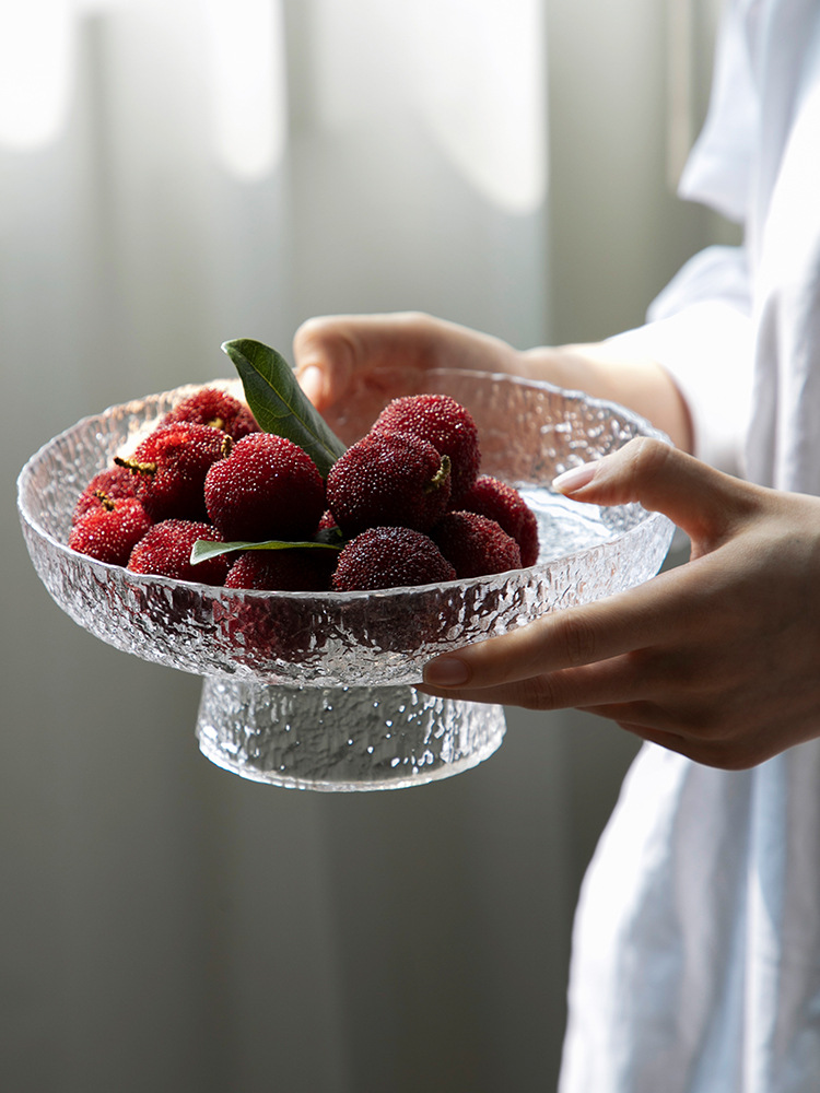 Glass Fruit Plate Light Luxury Style Home Living Room Coffee Table High Plate Fruit Plate Net Red Northern Europe Ins Wind details Picture