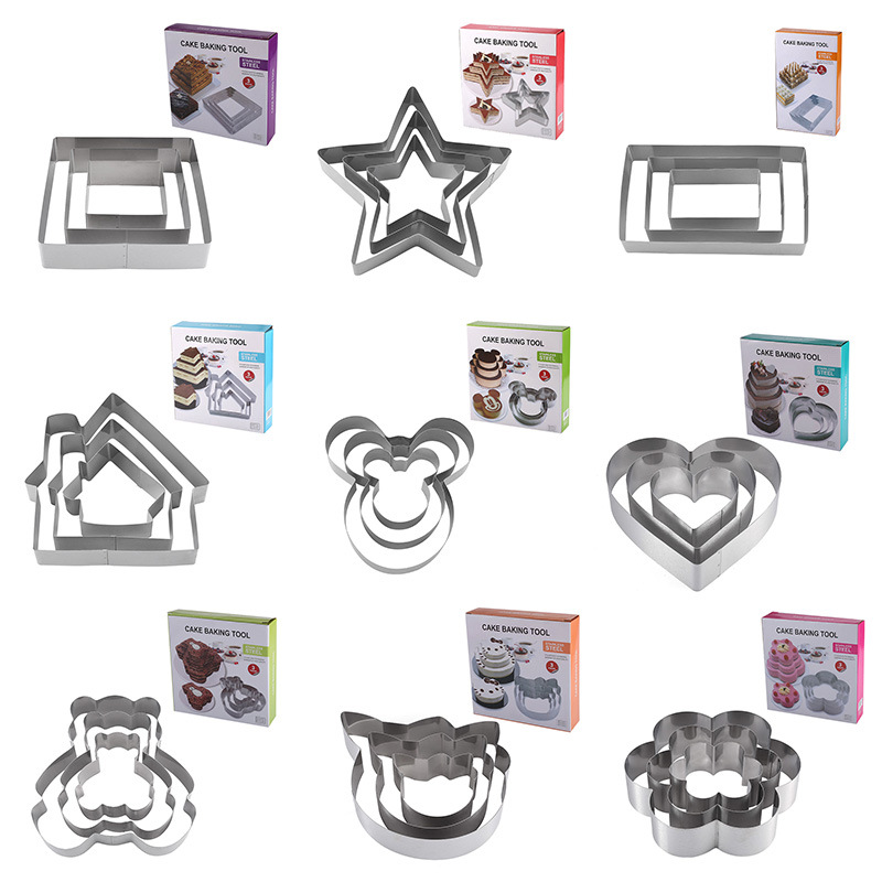 Baking Tools Diy Stainless Steel Mousse Ring Cake Tin Cake Ring Three-Piece Cake Making Tools And Supplies Application Scenario