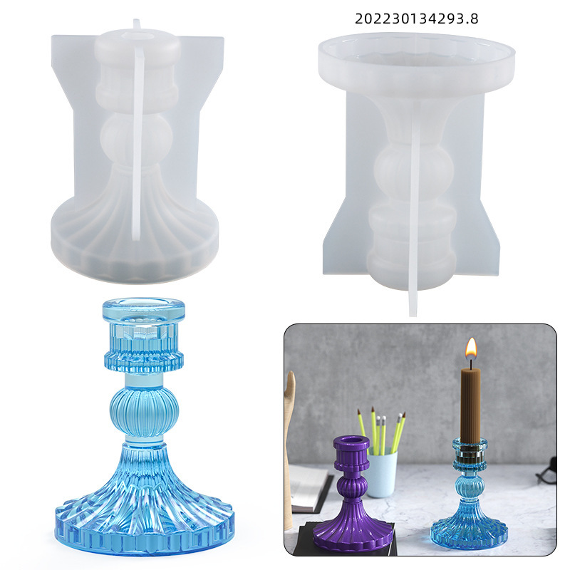 diy水晶滴胶饰品磨具立体条纹柱子蜡烛台硅胶模具