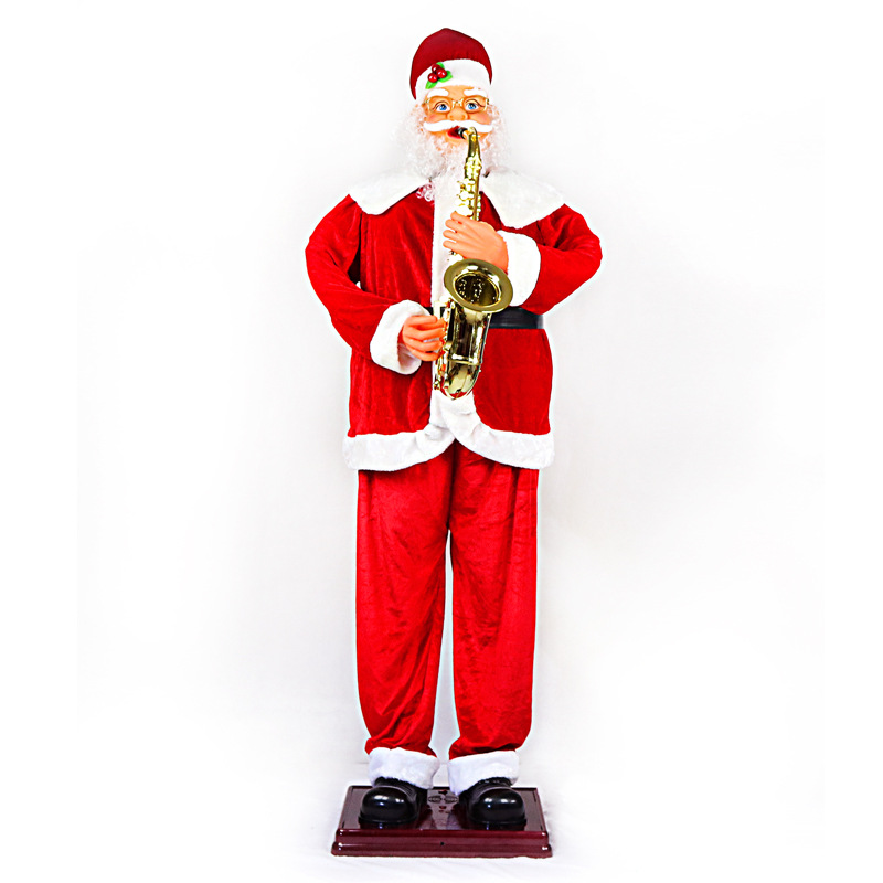 圣诞节圣诞老人吹萨克斯酒店音乐跳舞迎宾老人商场门口布置装饰