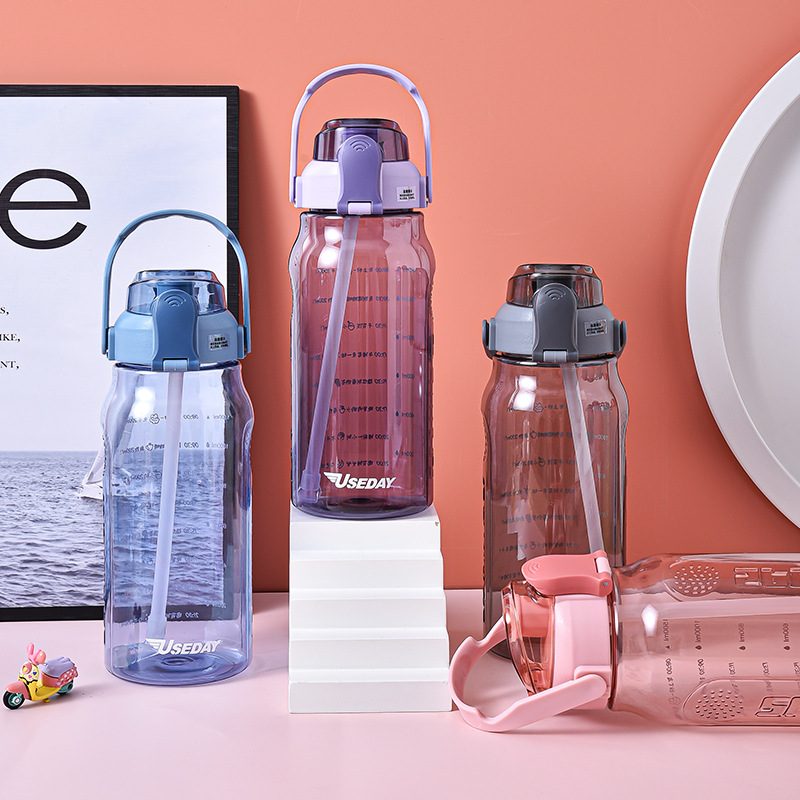 大容量新款水壶水杯大肚太空杯儿童吸管广告礼品水杯防漏塑料杯详情图2