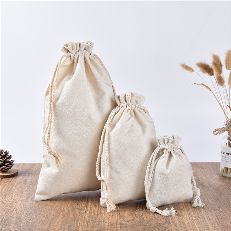 帆布束口袋现货空白抽绳束口包批发全棉布购物收纳袋制作加印logo详情图2