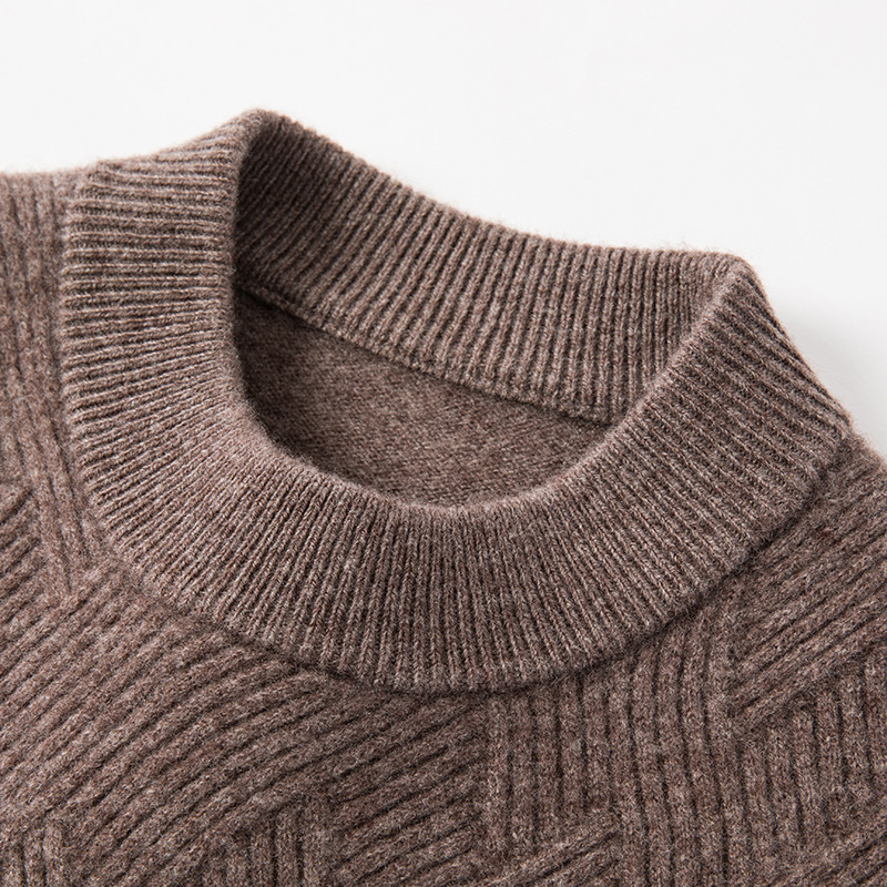 Cuello redondo engrosado hombre jerseys moda hilo jacquard agujas gruesas polainas térmicas invierno nuevo hombre 420g Specification image