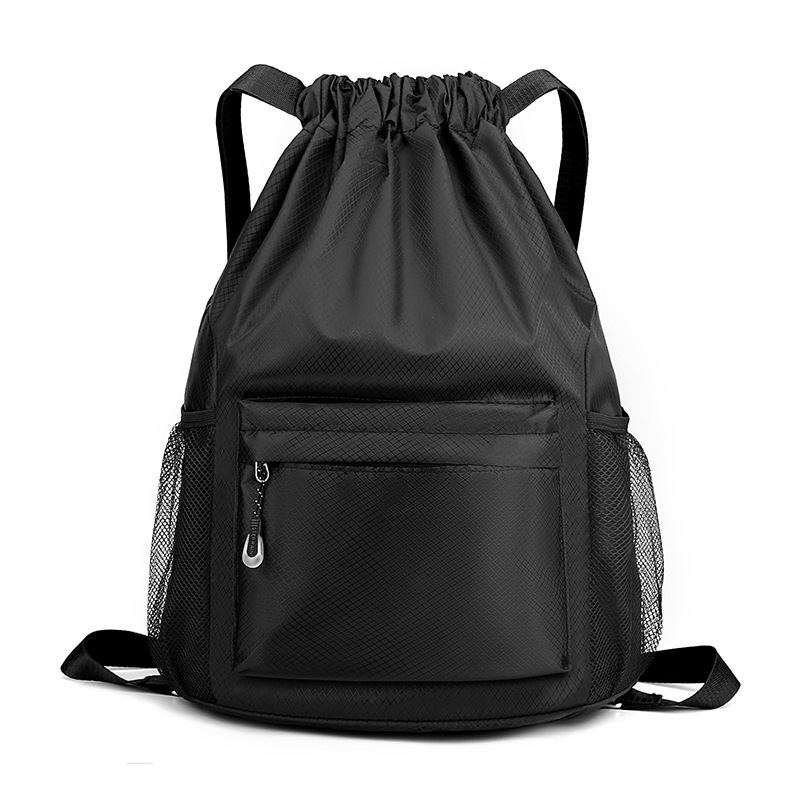 Nueva mochila al aire libre de dos hombros mujer simple color sólido bunch bolsillos publicidad campaña se puede imprimir logo drawstring bag Item Picture
