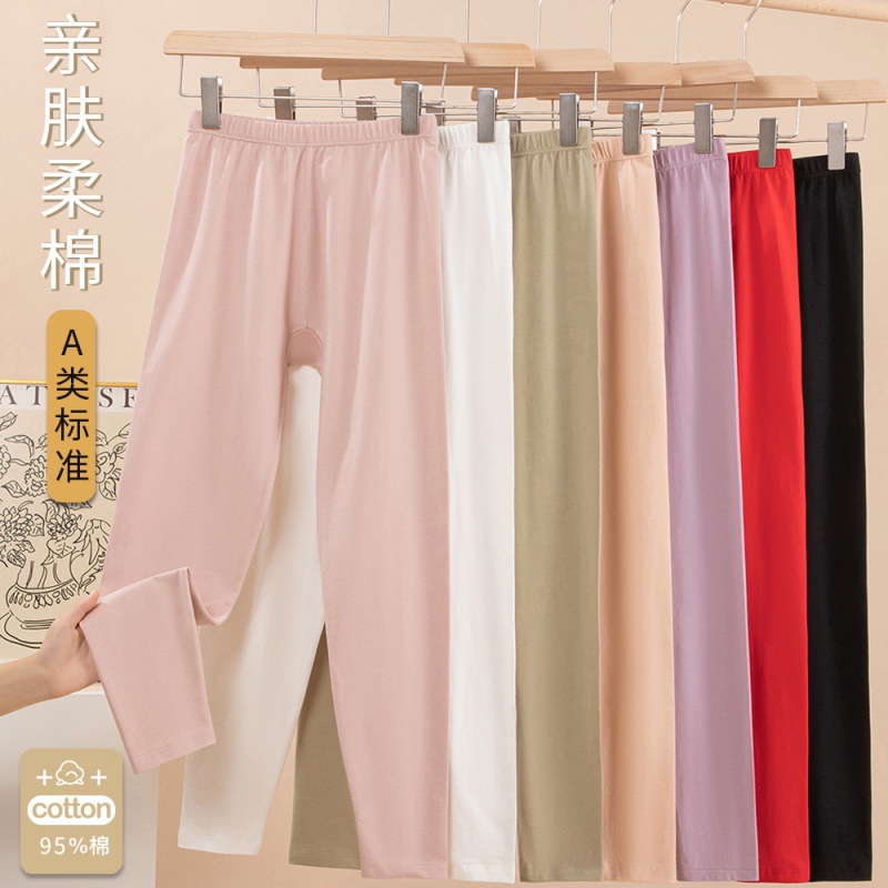 Combed Cotton Long Johns Thick Wear Thin Close-Fitting Thermal Pants Burst Solid Color Cotton Pants Bottom Physical Wholesale Specification drawing
