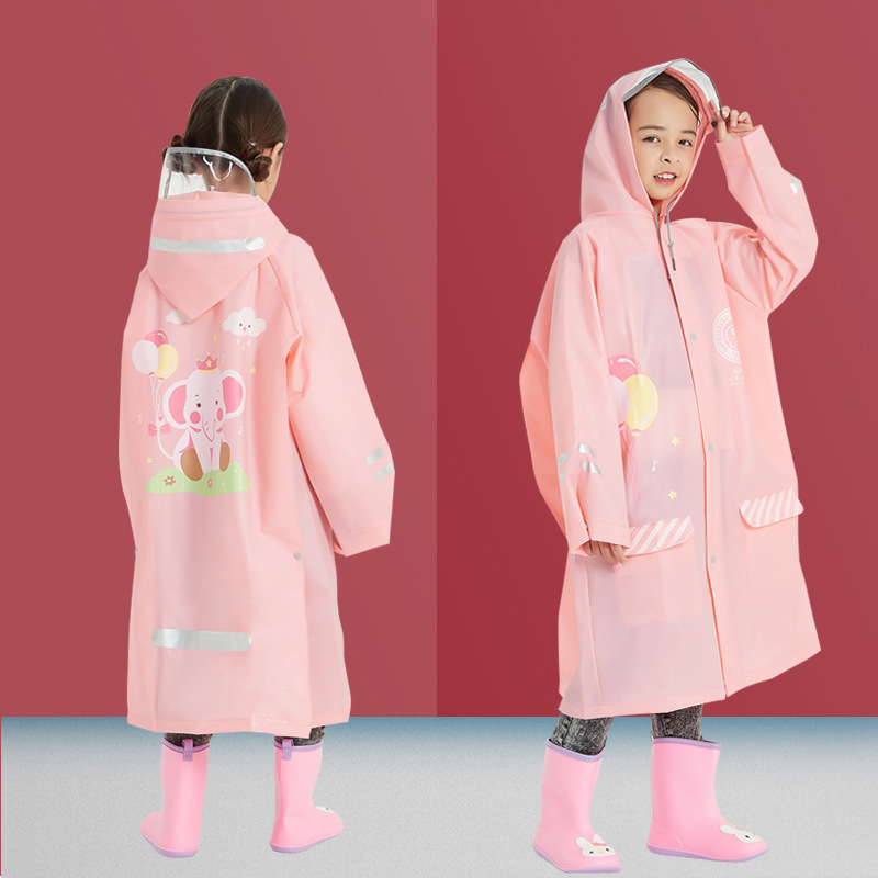 Children's Raincoat Boys And Girls Infant Baby Pupils Full Body Waterproof One-Piece Poncho With Schoolbag Bit Cartoon One-Piece Poncho details Picture