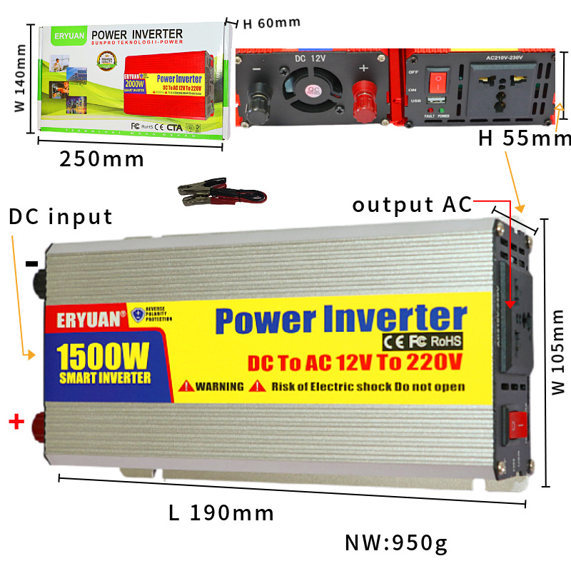 * 1000W2000W инвертор 12v24v с переменным тепловым питанием на 220v солнечных батареях является универсальным pic 25