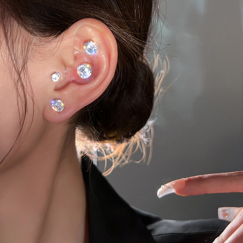 Flash Cochlear Stud Magnet Cochlear Stud Male No Piercing Magnetic Ear Bone Clamp Cochlear Zircon Magnetic Ear Bone Stud details Picture