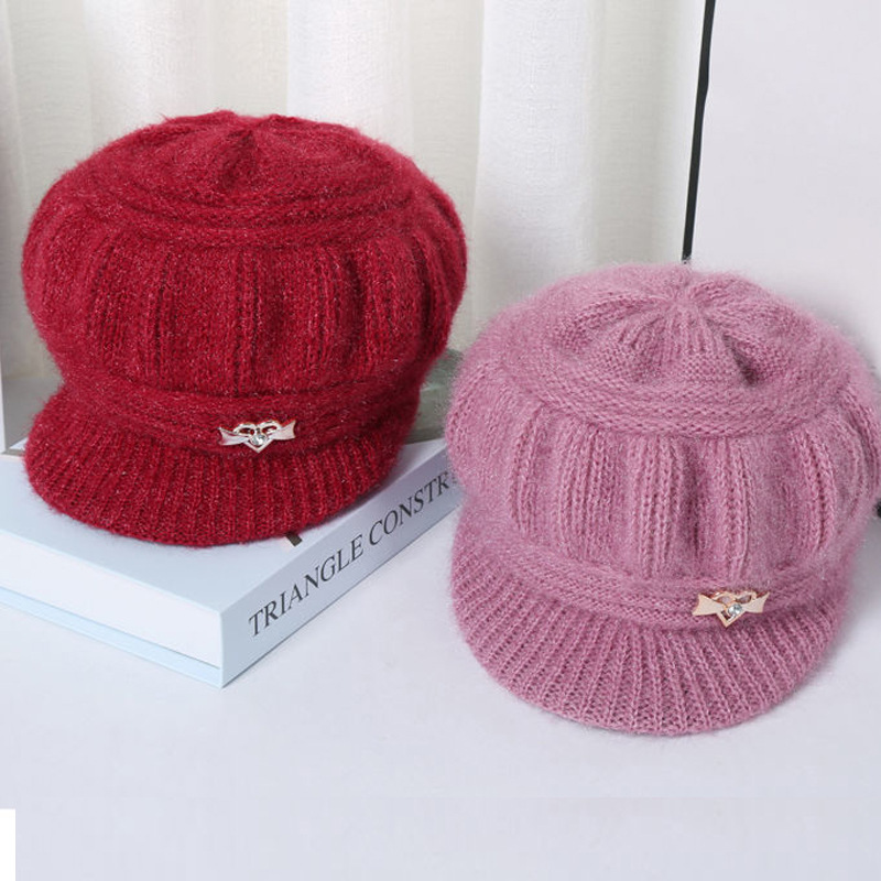 冬天保暖南瓜帽女加绒加厚奶奶毛线帽中老年人针织帽老太太帽子