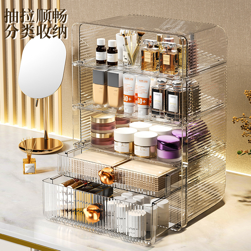 Cosmetics storage box, desktop large-capacity, internet-famous dressing table, drawer-type storage box, dust-proof skin care product rack Specification image