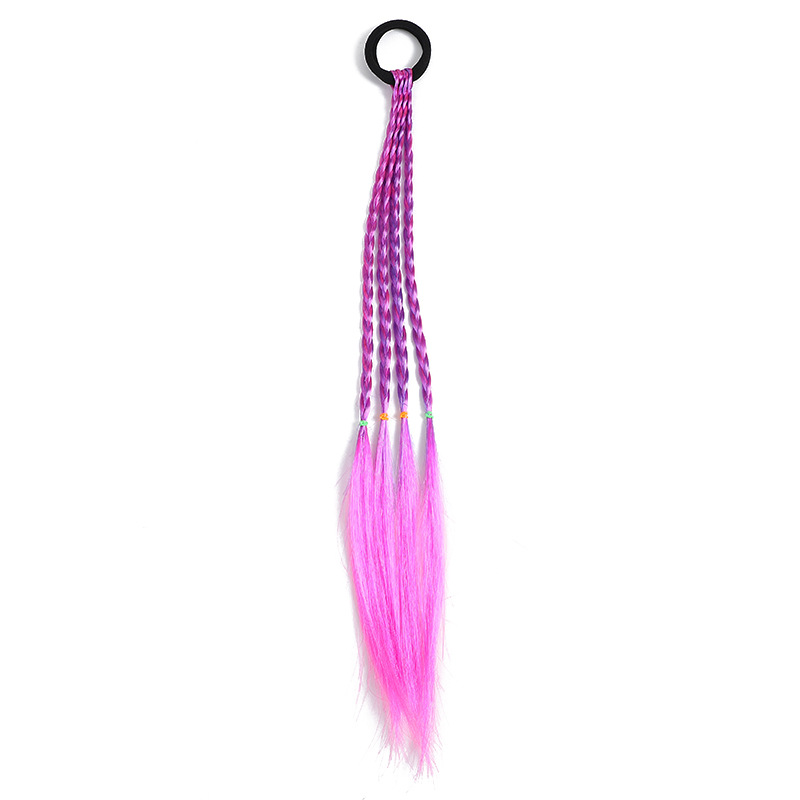 Factory direct sales of gradient braids, gold thread colored headwear, hair bands, cross-border best-selling high-temperature silk hair pieces, children's wigs Item Picture