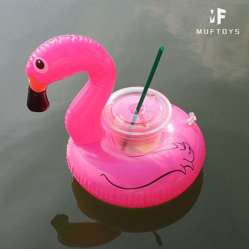 亚马逊畅销ins爆款 PVC玩具火烈鸟杯座 充气水上杯垫漂浮饮料杯托图