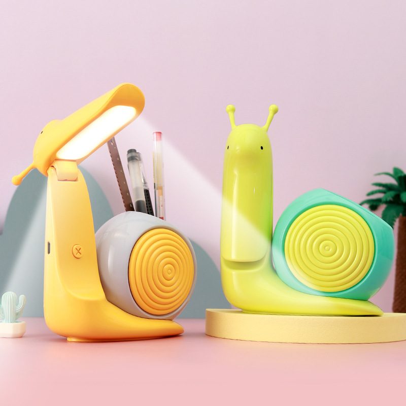Cute and fun snail-shaped small desk lamp, foldable and adorable night light, USB charging portable small desk lamp details Picture