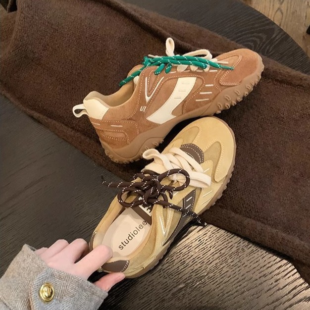 葡萄妈同款 厚底增高休闲真皮德训板鞋阿甘鞋女新款2025春秋新款