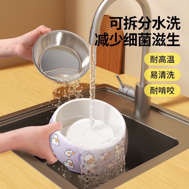 密胺碗不锈钢狗狗饭碗专用狗粮喝水宠物猫粮饭盆防打翻狗盆猫碗详情图4