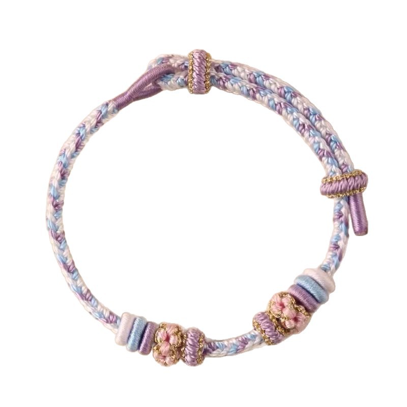 This hand-woven red string peach blossom bracelet can be threaded with gold beads and can be freely disassembled. It's a semi-finished product for giving to children's best friends Item Picture
