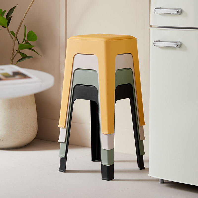批发塑料凳子家用客厅现代简约可叠放久坐高方凳时尚北欧塑料凳产品图