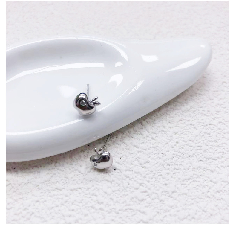 S999纯银苹果耳钉女轻奢简约新款潮小巧迷你耳环养耳洞儿童耳饰详情45