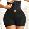 Cross-border exclusive European and American plus-size shaping pants for overweight women, high-waisted hip-lifting button-up belt-tightening pants, detachable hip sponge pads details Picture