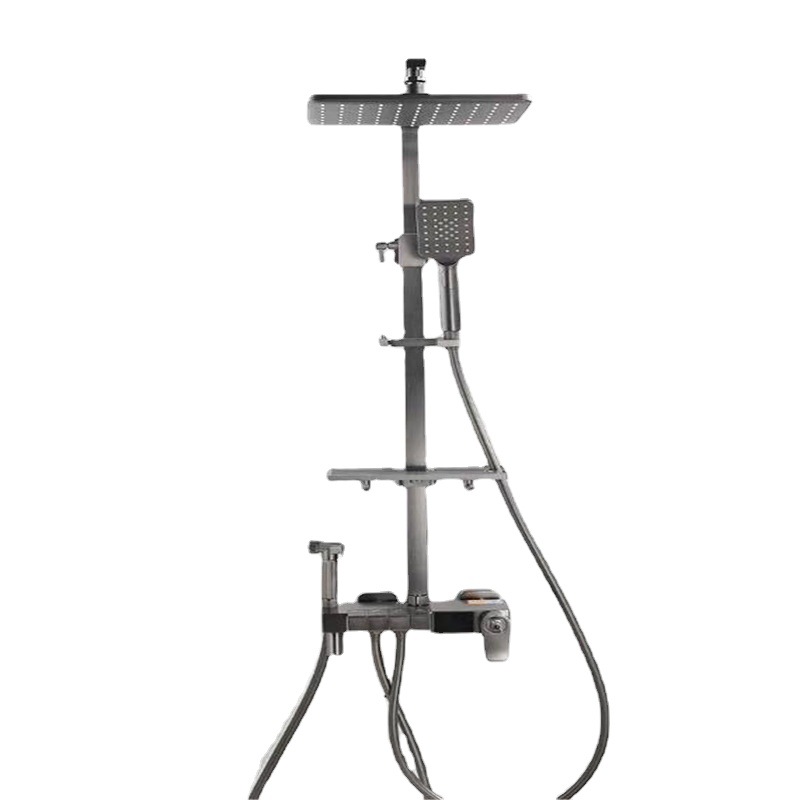 Gun Gray Thermostat Shower Shower Set Smart Piano Keys Home Shower Shower Digital Display Thermostat Home Item Picture