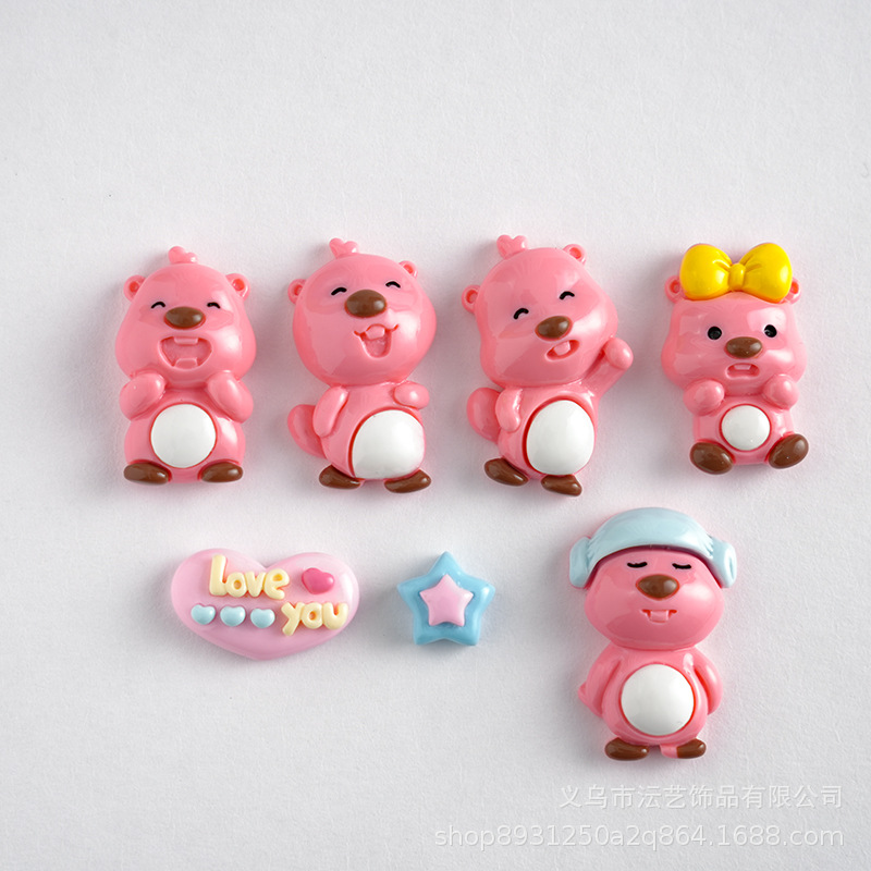 新款卡通猩猩海狸露比饰品diy树脂配件手工奶油胶发夹手机壳鞋口