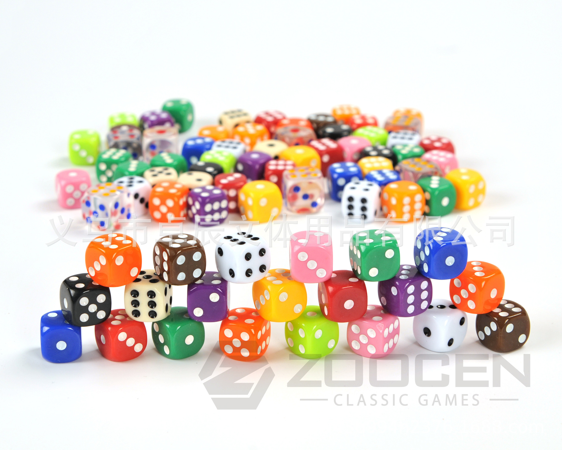 木质双色数字多面骰子珠子圆角方角点数红兰点透明订做各种多色子