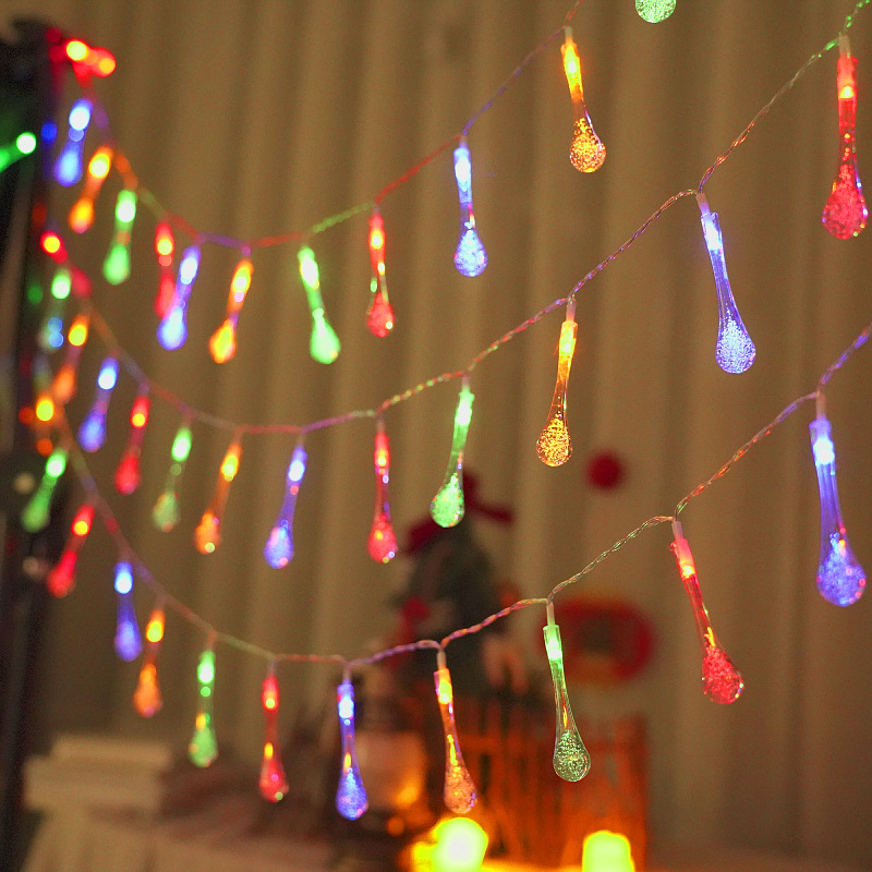 Cross-border best-selling garden solar led water drop light string, outdoor waterproof courtyard decorative light, Christmas colored light Specification image